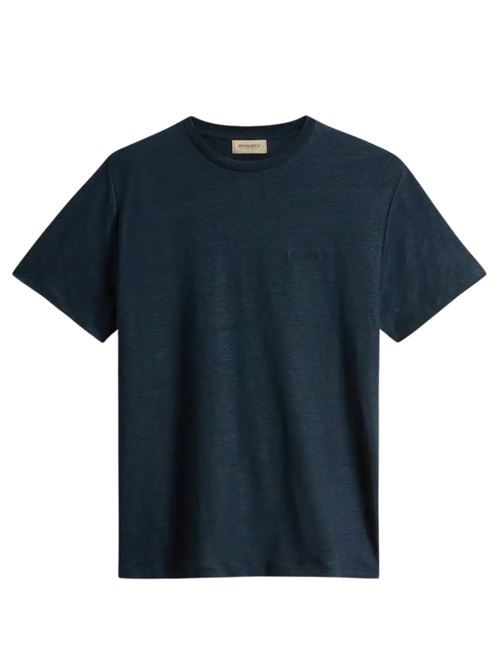 T-shirt in puro lino con logo ricamato WOOLRICH | CFWOTE0165MRUT4095.3989